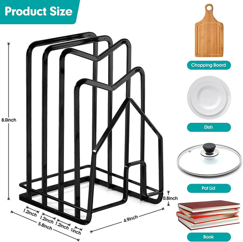 Lomoky Cutting Board Rack Holder Chopping Board Organizer, Stand Holder Pot Pan Lid Organizer Rack for Dish Drain Kitchen Countertop Cookie Sheet Storage
