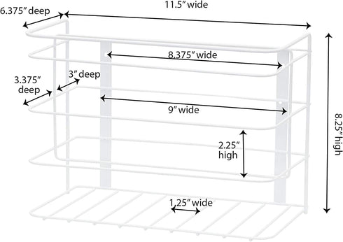 Household Essentials White Double Basket Organizer | Mounts to Solid Cabinet Doors or Walls