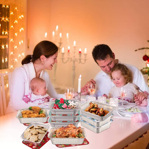 Hemoton 20pcs Foil Pans with Lids Disposable Rectangular Food Containers Foil Pans with Covers Takeout Pans for Holiday Festival Christmas