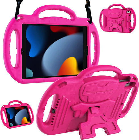LTROP iPad 10.2 Case, iPad 9th/8th/7th Generation Case for Kids, Shockproof Handle Stand Shoulder Strap Kids Case for iPad 10.2 Inch 2021/2020/2019 (9th/8th/7th Gen), Pink