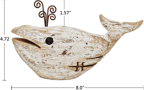 Wood Whale Nautical Tabletop Decor Rustic Whale Animal Figurine Distressed Wooden Whale Sculpture Shelf Sitter Home Decoration