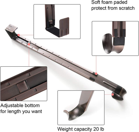 Myfolrena Adjustable Wreath Hanger from 15"-24", Metal Wreath Hook for Front Door, 20lb (Bronze-2 Pack)