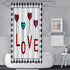 Happy Valentine's Day Shower Curtain Red Love Heart with Buffalo Plaid Love Farmhouse Shower Curtains for Couple Lover Bathroom Home Decor 72x72 Inch Waterproof Fabric with Hooks