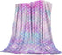 T&H Home Artistic Blanket, Ombre Beauty Mermaid Fish Scale Soft Flannel Fleece Bedding Blanket for Couch, Throw Blanket for Cover Men Women Aults Kids Girls Boys 50"x60"