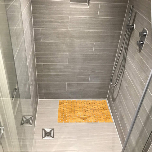 Gonioa Natural Bamboo Bath Mat, Wooden Door Mat Kitchen Floor Bath Rug, Bathroom Shower and Tub Mats, Wooden Bath Mat for Shower, Bath, Spa Or Sauna