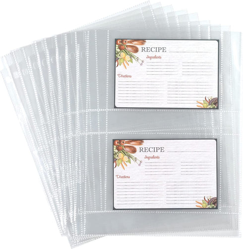 Samsill Recipe Card Page Protectors for 8.5 x 11 Recipe Binder, 4 x 6 Pockets, 2 Pockets, 50 Count, Recipe Book Pocket Page Refill Sheets, Side Margin Loading, for 8.5 x 11 Standard 3 Ring Binders
