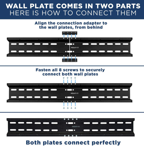 Mount-It! TV Wall Mount Bracket | Tilting 2" Low Profile Design Fits Large Flat Screen TVs 37 38 42 50 55 58 60 65 70 Inch | 15 Degrees Tilt | VESA Compatible up to 600x400mm | 77 Pound Capacity