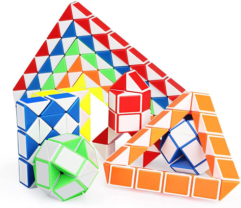 Ganowo 24 Pack Fidget Snake Cube, Mini Twist Puzzle Party Bag Fillers Bulk Toys for Kids Teens Birthday Stocking Stuffers Party Favors Supplies Goodie Bags Fillers, Random Colors