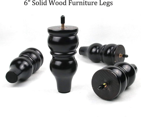 6 inch Legs for Furniture Set of 4 Wood Couch feet Set of 4 for Sofa Armchair Ottoman Coffee Table etc (6 inch Legs)