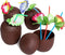 Juvale 12-Pack 16 Ounce Plastic Coconut Cups with Straws, Hawaiian Tropical Luau Party Supplies