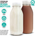 16-Ounce Glass Milk Bottles (2 Pack) - 6 Tamper Proof Screw-On Caps - Milk Jars with Lids - Food Grade Glass Bottles - Dishwasher Safe - Bottles for Milk, Buttermilk, Honey, Syrup - Stock Your Home