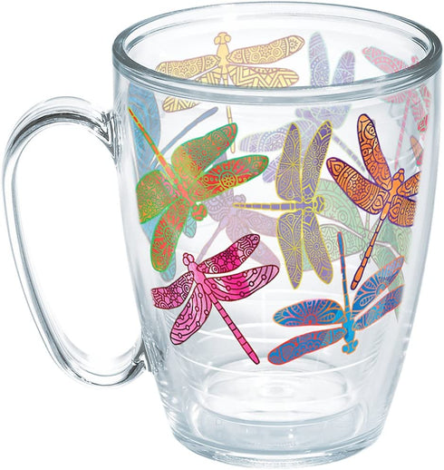 Tervis Dragonfly Mandala Made in USA Double Walled Insulated Tumbler, 16 oz, Clear