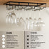 Wine Glass Rack Under Cabinet - 4 Row Iron Stemware Rack With A Steel Wine Stopper - Our Wine Glass Hanger Holds Wine, Brandy, Margarita, Martini Glasses & More - 1 Rack, Black