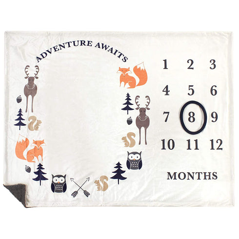 Hudson Baby Unisex Baby Plush Holiday and Milestone Blanket, Boy Adventure Awaits, One Size