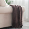 BOURINA Throw Blanket Textured Solid Soft Sofa Throw Couch Cover Knitted Decorative Blanket, 50"x60" Brown