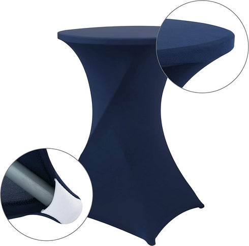 Obstal Navy Blue Cocktail Table Covers Stretch Spandex Cocktail Table Cover Cloth for Wedding (30"-32" Diameter x 42" Height,1Pc)