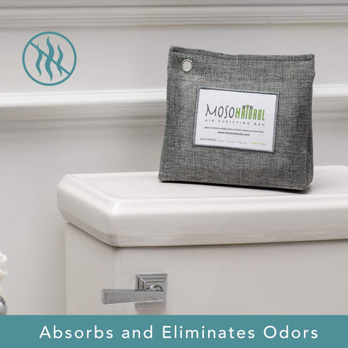 MOSO NATURAL: The Original Air Purifying Bag. 300g Stand Up Design. For Closets, Bathrooms, Pet Areas. An Unscented, Chemical-Free Odor Eliminator (Charcoal)
