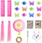 BAPHILE Bike Accessories for Kids Girls Bike Bicycle Decorations Including Pink Bike Handlebar Grips, Bike Streamers, Butterfly Bike Wheel Spokes, Flower Bell and Stickers,Rabbit Balloon