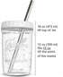 Reusable Wide Mouth Smoothie Cups Boba Tea Cups Bubble Tea Cups with Lids and Silver Straws Ball Mason Jars Glass Cups (2-pack, 16 oz mason jars) Brand Capsule Classic