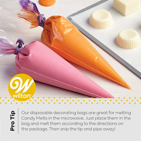 Wilton Assorted Size Disposable Decorating Piping Bags with Icing Bag Ties, 60-Piece