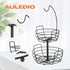 Fruit Basket, Auledio Fruit Bowl 2 Tier Fruit Basket for Kitchen with Banana Hanger, Fruit Bowl for Kitchen Counter Bread Basket Fruit Holder