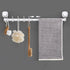 LUXEAR Suction Cup Towel Bar, 24 inches Adjustable Towel Rack, No Drill & Removable Hand Towel Holder with 5 Sliding Hooks, Wall Mounted Towel Bar for Bathroom, Kitchen, Door - White