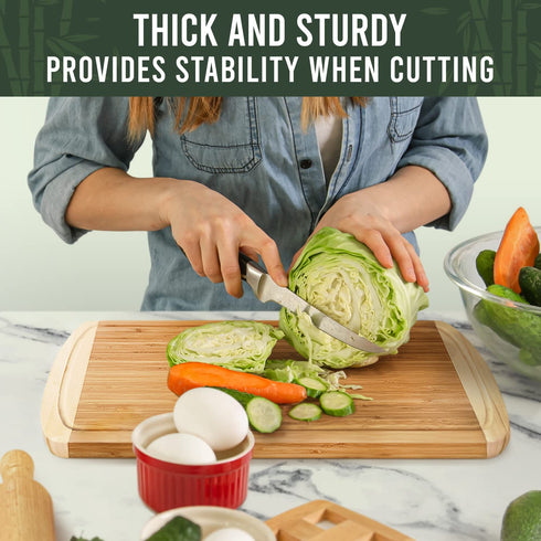 Greener Chef Organic Extra Large Bamboo Cutting Board - Lifetime Replacement Cutting Boards for Kitchen - Wood Butcher Block and Wooden Carving Board for Meat and Chopping Vegetables