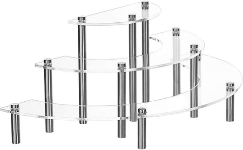 YestBuy 3 Tier Acrylic Risers Display Stand for Pop Figure, Clear Acrylic Cupcake Stand, Half Moon Dessert Stand for Display Or Collections?1 Set?
