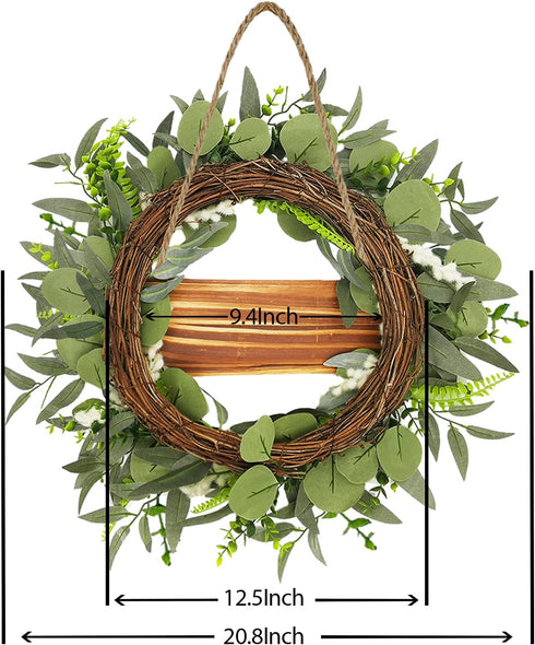 Pinkpum Welcome Sign for Front Door 20 Inch Eucalyptus Welcome Wreaths Outside Spring Front Porch Decor