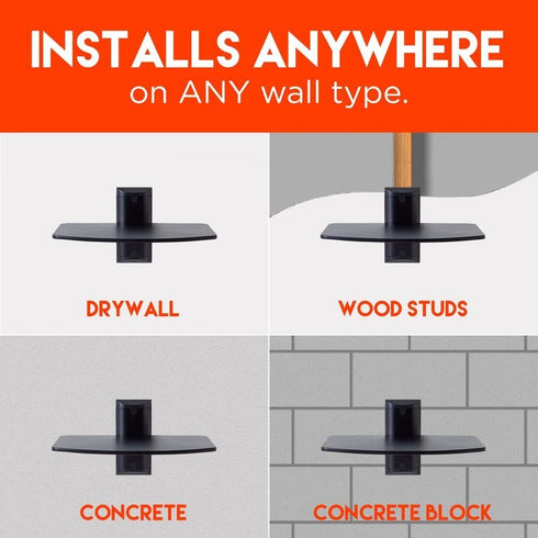 ECHOGEAR Wall Mount Shelf - Steel Floating Shelf Supports 15lbs of Streaming Devices, Gaming Consoles, and Cable Boxes - EGAV1