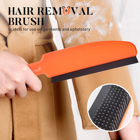 Conliwell Rubber Broom Pet Hair Removal Tool, Carpet Rake Floor Brush with Squeegee Fur, Portable Detailing Lint Remover Brush, Soft Push Broom for Fluff Carpet, Hardwood Floor, Tile, Window