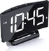 Digital Alarm Clock for Bedrooms, Bedside Clock with 6 Levels of Brightness, Snooze, Adjustable Volume and 3 Alarm Sounds, 12/24Hr, Easy to Set, Curved Design, Compact Desk Clock for Bedroom Decor