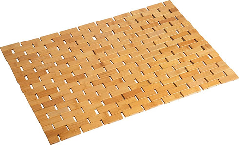 Bamboo Bath Mat Bathroom Rugs Floor Wood Shower Bathtub Waterproof Non Slip Accessories 16x24 Inch Easy to Clean, Natural, 1 pc