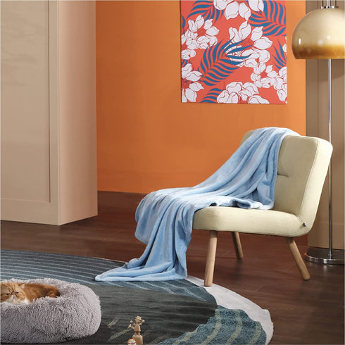 Bedsure Fleece Blanket Twin Blanket Washed Blue - 300GSM Soft Lightweight Plush Cozy Twin Blankets for Bed, Sofa, Couch, Travel, Camping, 60x80 inches