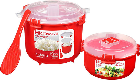 Sistema BPA-Free Rice Cooker (2.6L) & Round Microwave Food Container (915ml)