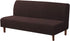 Stretch Armless Futon Covers Full Queen Futon Couch Covers Slipcover Futon Sofa Cover Futon Bed Cover Furniture Protector Covers with Elastic Bottom, Soft Thick Jacquard Washable, Brown