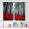 Cinbloo Red Black Forest Kitchen Curtains Rod Pocket 27.5W x 39L Inch Burgundy Tree Kitchen Decor Mystic Nature Foggy Fall Scene Gothic Woodland Floral Leaves Short Design Small Window Drapes 2 Panel