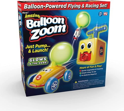 Ontel Balloon Zoom Balloon-Powered Flying & Racing Set, Ages 3+ , Blue