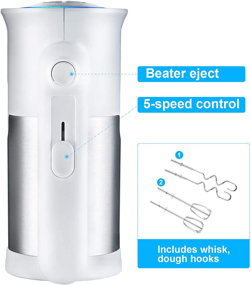 Hand Mixer, LINKChef Hand Mixer Electric 5 speed beater for Whipping + Mixing Cookies, Brownies, Cakes, Dough, Batters, Meringues & More