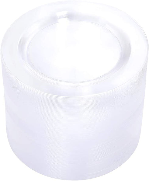 BUCLA 100Pieces Clear Plastic Plates -6.25inch Disposable Salad/Dessert Plates- Clear Premium Hard Plastic Appetizer Plates/Small Cake Plates for Weddings& Parties