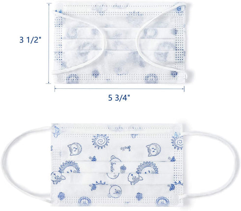 50 Pack Disposable Kids Face Mask. Breathable 3-Ply Anti-Dust / Saliva / Smog For Children Boys and Girls¦ (Blue)