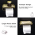 Antetek Toilet Paper Holder with Phone Shelf, Anti-Rust Aluminum Toilet Paper Roll Holder, Antique Carving Wall-Mounted Toilet Tissue Holder with Storage Shelf for Bathroom Washroom Hotel
