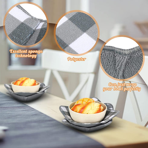 Hot Bowl Holder Microwave Safe Holder Multipurpose Hot Heat Proof Plate Holder to Prevent Hand from Heat and Maintain Food Warm for Heat Soup Food Meal (Grey,5 Pieces)