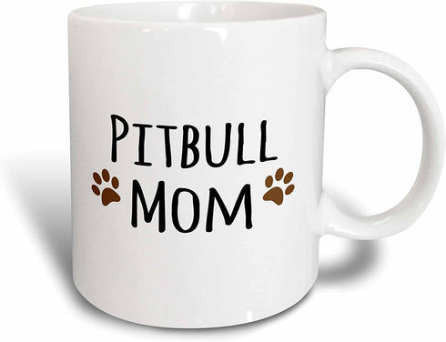 3dRose Pit-Bull Dog Mom Mug, 1 Count (Pack of 1), Brown