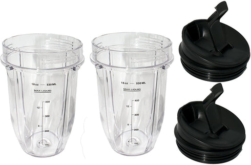 Blendin 2 Pack Small 18 Ounce Cup with Sip N Seal Flip Lids, Compatible with Nutri Ninja Auto-iQ 1000w Series and Duo Blenders