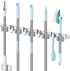 Broom Holder, Mimieyes Mop and Broom Holder Wall Mount,Stainless Steel Broom Organizer Wall Mounted Tools Hanger, Heavy Duty Storage Organization for Home Kitchen Garden Garage Room(5 Racks 4 Hooks)