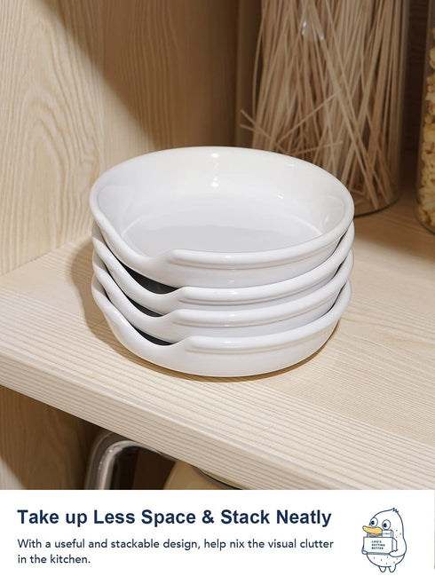 LE TAUCI Ceramic Spoon Rest for kitchen, 4.8 Inches Spoon Holder for Stove Top, Coffee Spoon Rest, Spoon Cradle, Kitchen Basics, Kitchen Accessories For Utensils, Set of 4, White