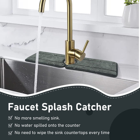 2 Pack of Faucet Absorbent Mat, Drip and Splash Catcher, Kitchen Sink Splash Guard Behind Faucet, Microfiber Kitchen Sink Mat, Kitchen Countertop Drying Mat for Kitchen, Farmhouse and RV, 18'' x 5.9''