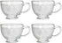 Lawei Set of 4 Glass Jumbo Mugs, 15 Oz Glass Coffee Mug with Handle Glass Cereal Cup Wide Mouth Mug for Coffee, Tea, Soup, Cereal, Ice Cream