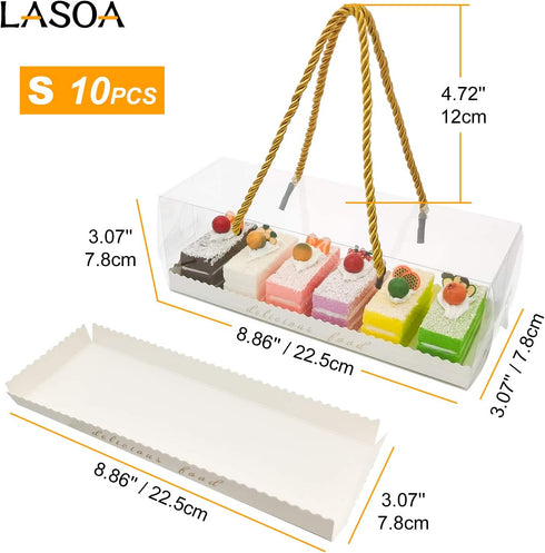 LASOA Mother's Day Clear Favor Box Treat Box Gable box with Cardboard, Pastry Cookies Candy Boxes for Birthday, Party Favor,Thanksgiving,Baby Shower,Wedding,10Pack, 9x3x3 Inches